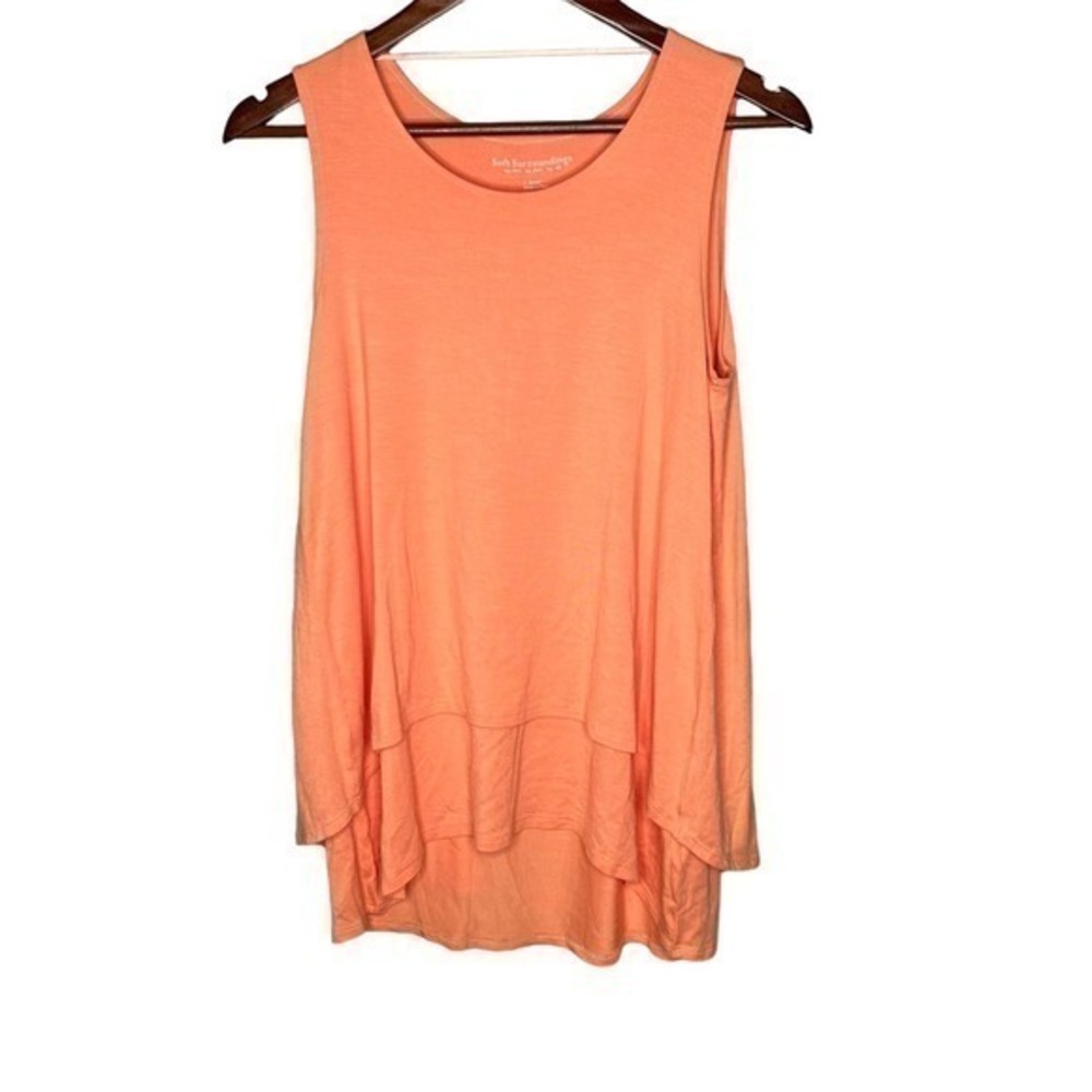 Soft Surroundings Women's Layered Hem Sleeveless Tunic Tank Top Orange small
